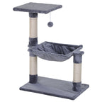 Cat Scratch Post with Bed Cat Tree for Indoor Cats Sisal Scratching Posts Hammock Kitty Activity Centre Grey