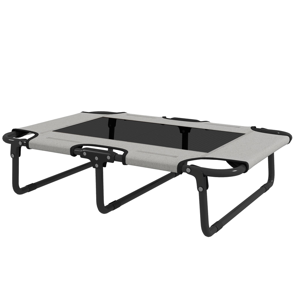 Portable Raised Dog Bed, Elevated Pet Cot with Breathable Mesh for Indoor Outdoor, for Small Medium Dogs, Light Grey