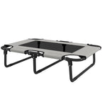 Portable Raised Dog Bed, Elevated Pet Cot with Breathable Mesh for Indoor Outdoor, for Small Medium Dogs, Light Grey