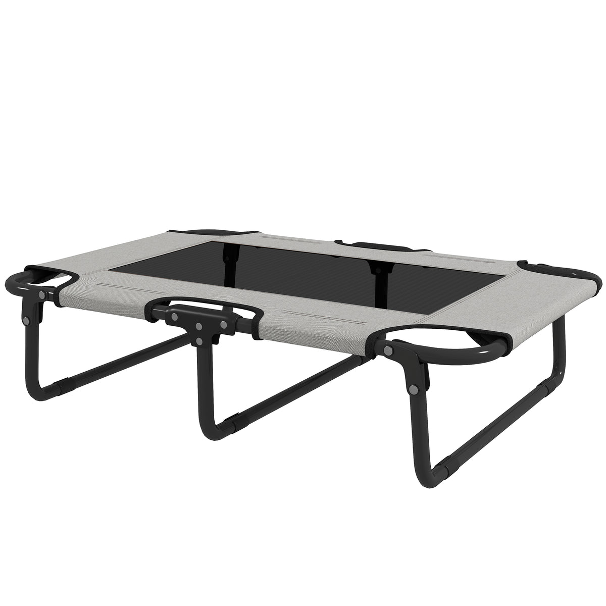 Portable Raised Dog Bed, Elevated Pet Cot with Breathable Mesh for Indoor Outdoor, for Small Medium Dogs, Light Grey