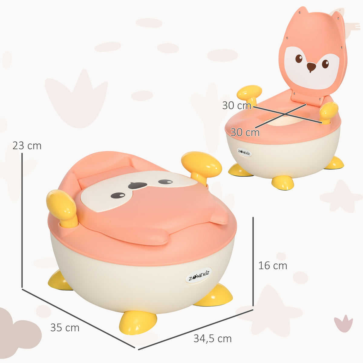Baby Potty Training Toilet with Splash Guard, Anti-Tip Feet, Side Handles, Easy to Clean