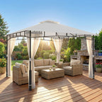 Pavillon, 3x3,6 m wasserabweisend Stabil Gartenpavillon mit Moskitonetz, Doppeldach, für Garten, Terrasse, Schwarz