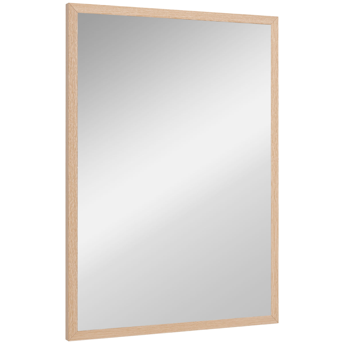 Wall Bathroom Mirror, 70 x 50 cm Wall-Mounted Mirror for Living Room, Bedroom, Hallway, Natural Wood