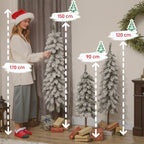 Set of 3 Pencil Flocked Christmas Tree, 3ft 4ft 5ft