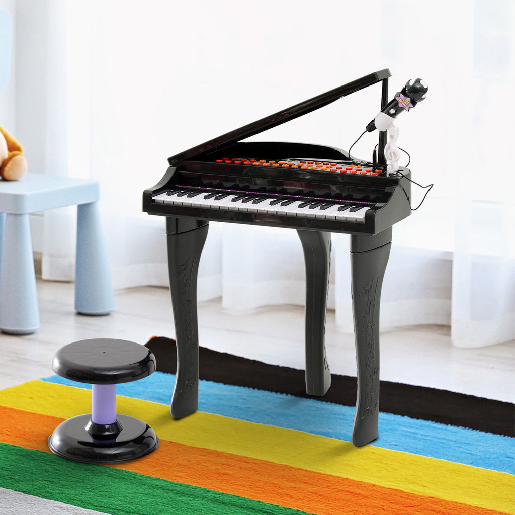 Keyboard Kinder mit 37 Tasten, Hocker Klavier mit Mikrofon, LED-Lehrmodus, Aufnahme, Piano Musikinstrument f¨¹r 3-6 Jahre Kinder Schwarz