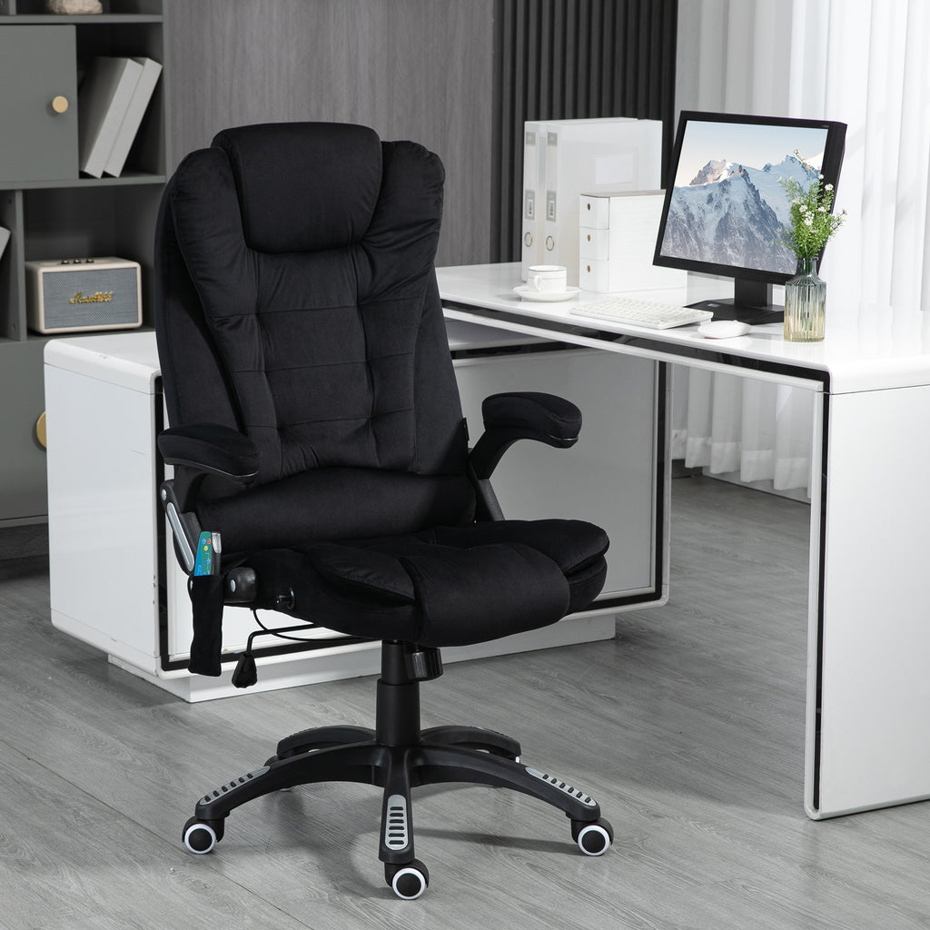 Bürostuhl mit Massage- & Wärmefunktion, ergonomisch, höhenverstellbar, Schwarz