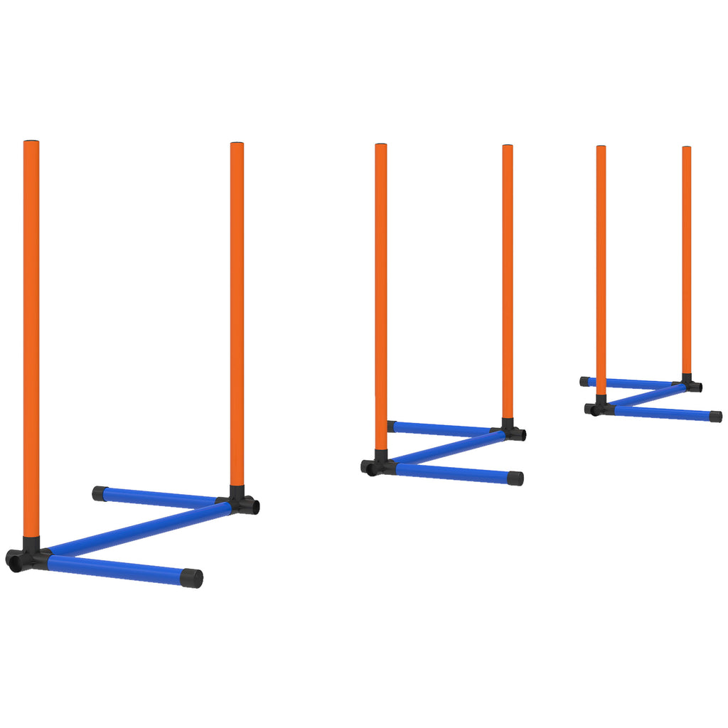 Agility Set Hunde 3-teiliges Agility Ausrüstung mit Slalomstangen Tragetasche Trainingsset für alle Hundegrößen Orange