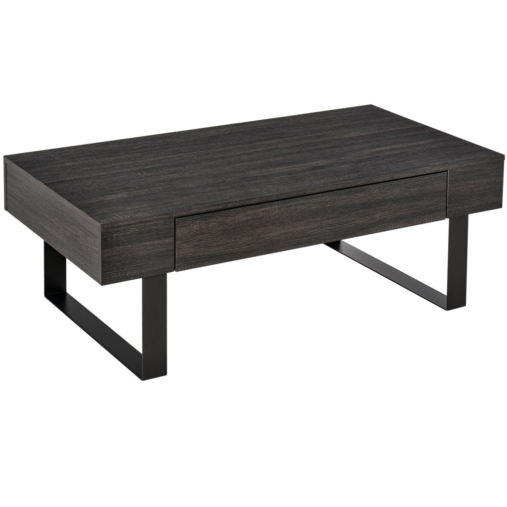 Couchtisch Wohnzimmertisch mit Schublade Modern Sofatisch mit Metallrahmen Beistelltisch Kaffeetisch f¨¹r Wohnzimmer 110 x 60 x 40 cm, Dunkelgrau