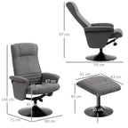 Relaxsessel mit Fußhocker, verstellbare Rückenlehne, 69 cm x 71 cm x 104 cm, Dunkelgrau + Schwarz