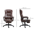 Verstellbarer Drehstuhl mit Fu?st¨¹tze, Kopfst¨¹tze, Massagefunktion, Kunstleder, 68,5x68,5x113-121cm, Braun