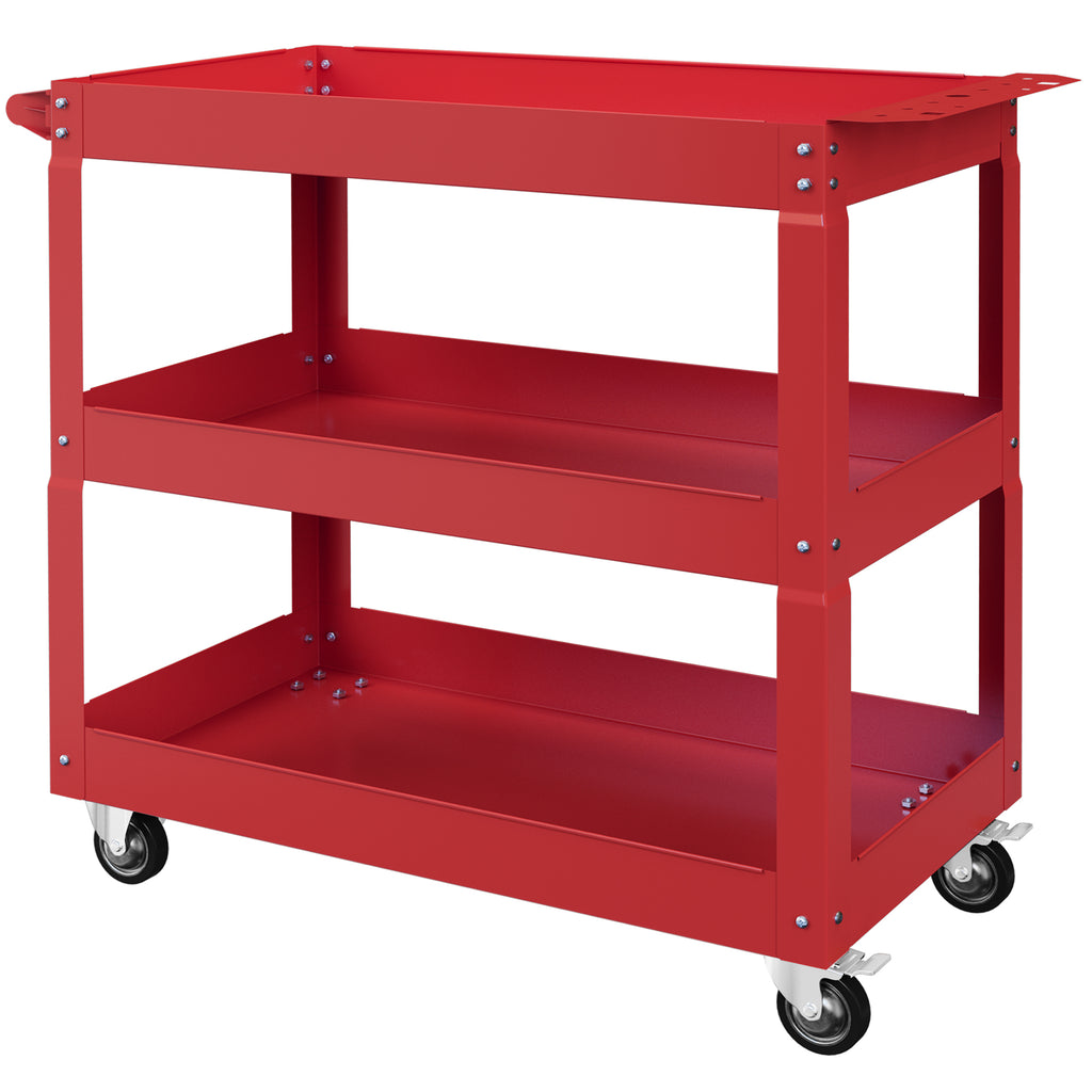 3-stufiger Werkzeugwagen, 4 Rollen, Stahl, 83B x 35,3T x 76H cm, Rot
