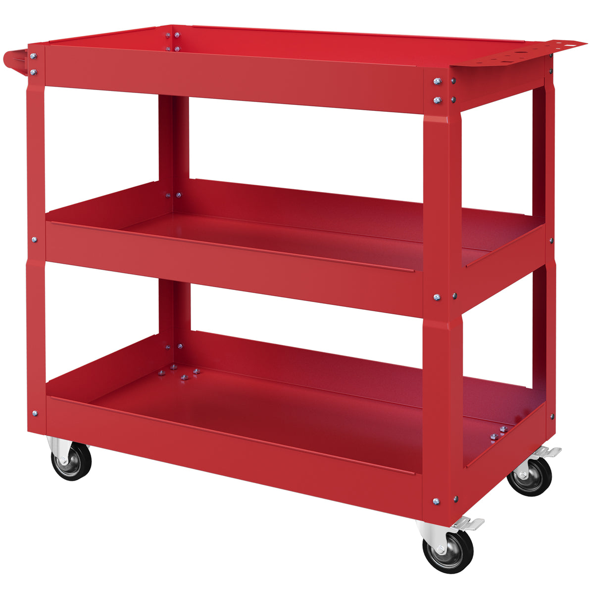 3-stufiger Werkzeugwagen, 4 Rollen, Stahl, 83B x 35,3T x 76H cm, Rot
