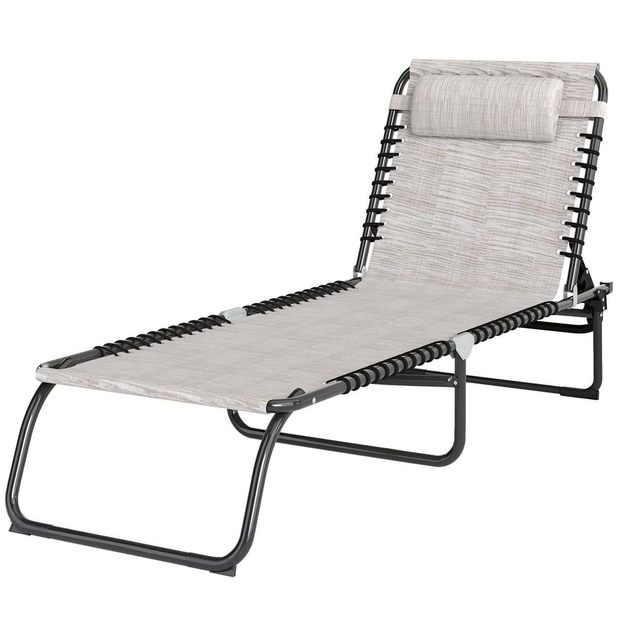 Sonnenliege klappbar Gartenliege, Liegestuhl mit 4-Fach verstellbare Rückenlehne, wetterfeste Campingliege bis 120 kg belastbar, für Garten Strand Pool, Cremeweiß
