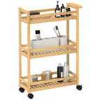 Servierwagen, 3 Etagen, Lamellenböden, Herausfallschutz, Bambus, 55 x 20 x 75 cm