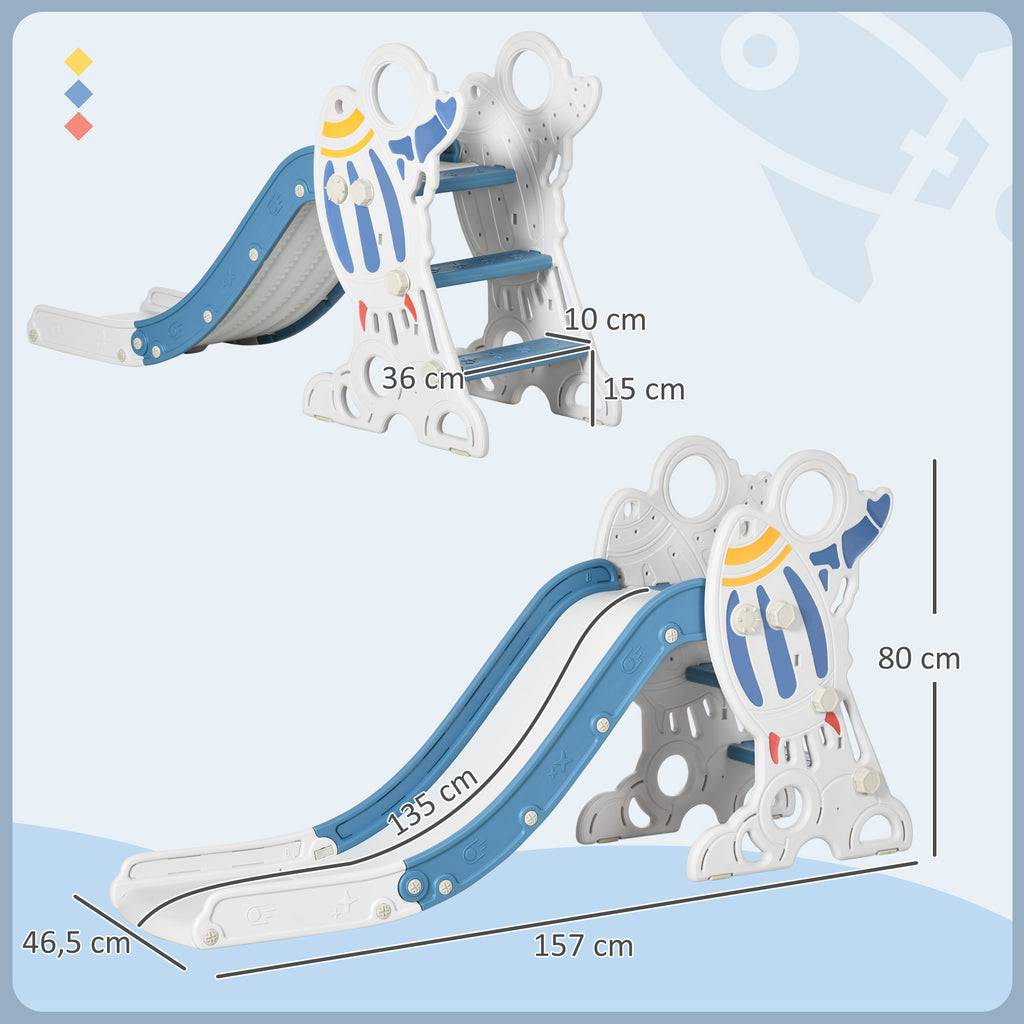 Space-Themed Baby Slide, Indoor Freestanding Kids Slide, for Ages 1.5-3 Years - Blue