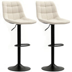Moderner Barhocker, 2er-Set drehbare Barstühle mit Rückenlehne, höhenverstellbar, mit Fußstütze, gepolstert, Beige