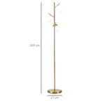 Stehleuchte im Retro-Design, Stehlampe, Stehlampe mit 3 Lampenschirmen, Glas, Gold