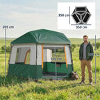 Cabin Tent Easy Setup 3000mm Waterproof Camping Tent 4 Person with Carrying Bag Green