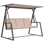 Hollywoodschaukel Gartenschaukel 3-Sitzer-Schaukel, mit Sonnendach, wetterbeständig, Beige + Schwarz