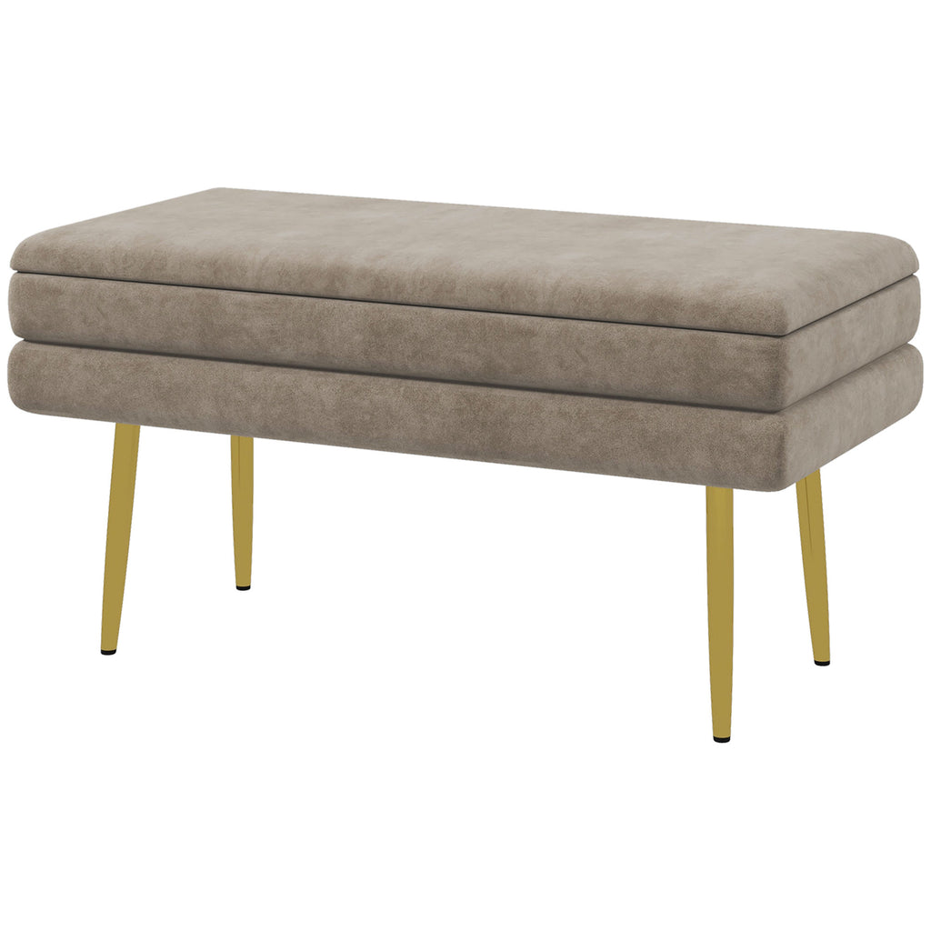 Sitzbank Polsterbank, mit Stauraum, Stahl, 79,5 cm x 37,5 cm x 43 cm, Beige