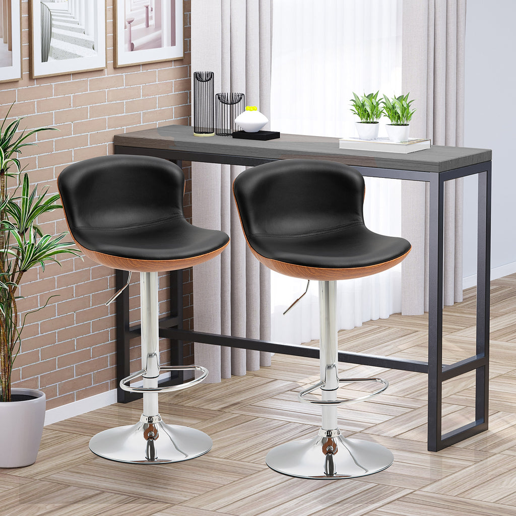 2er-Set Barhocker, höhenverstellbar, Metallgestell, drehbarer Sitz, Schwarz
