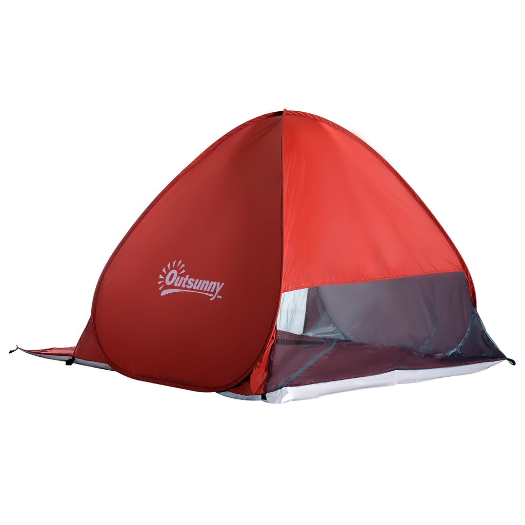 Pop up Beach Tent, UV 30+ Portable Sun Shelter with Carry Bag, 2x1.5m for 2-3 Person, Red