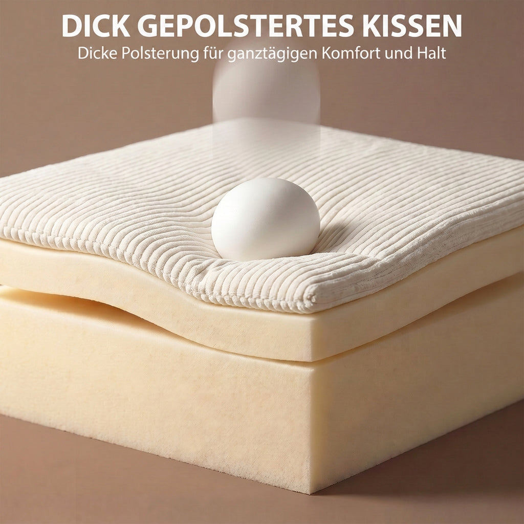 Schlafsofa mit verstellbarer Rückenlehne, Bettfunktion, verstecktem Stauraum und Cordbezug, Beige