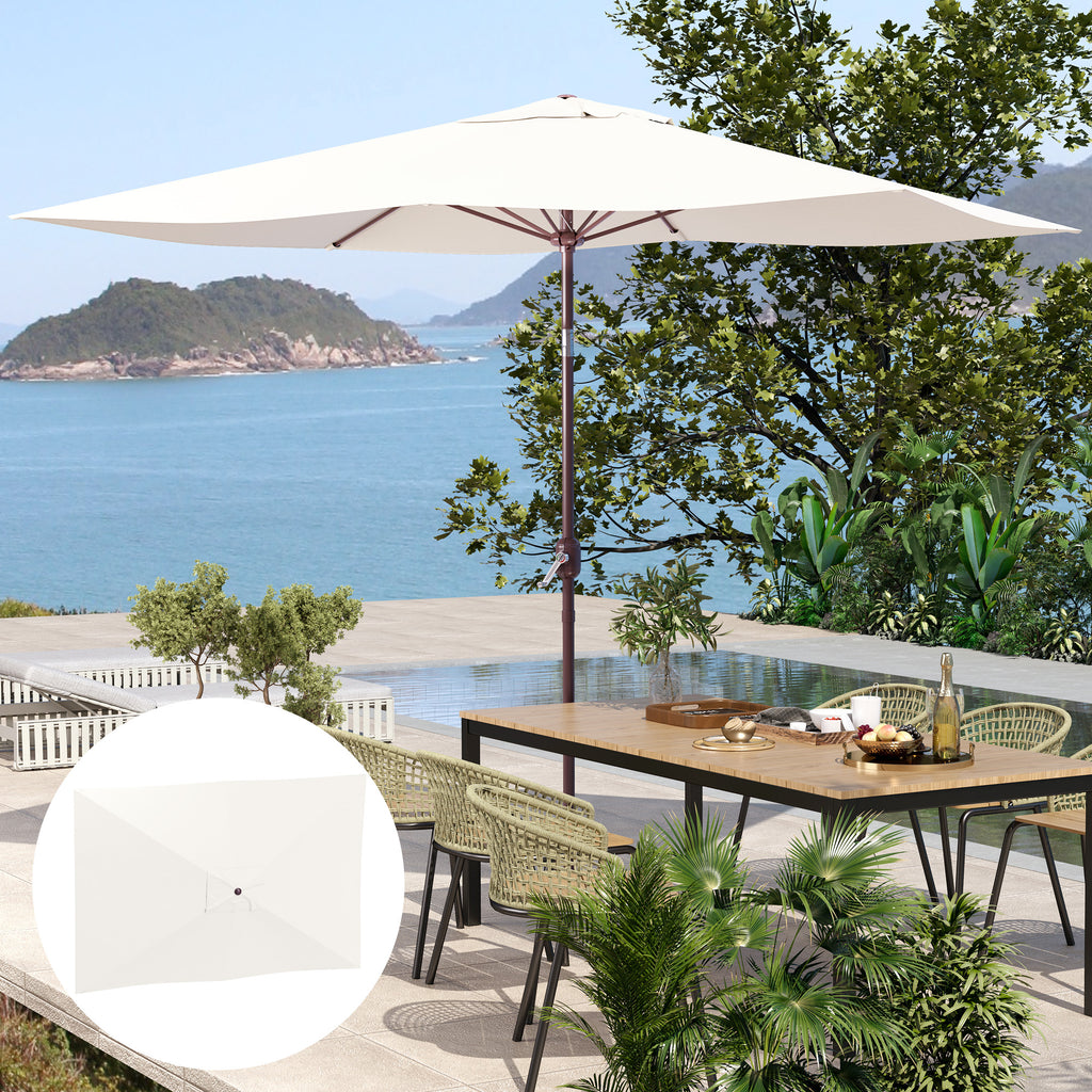 Sonnenschirm Ersatzbezug 2 x 3 m 6 Streben UV50+ & Wasserdicht Terrassenschirm Bespannung