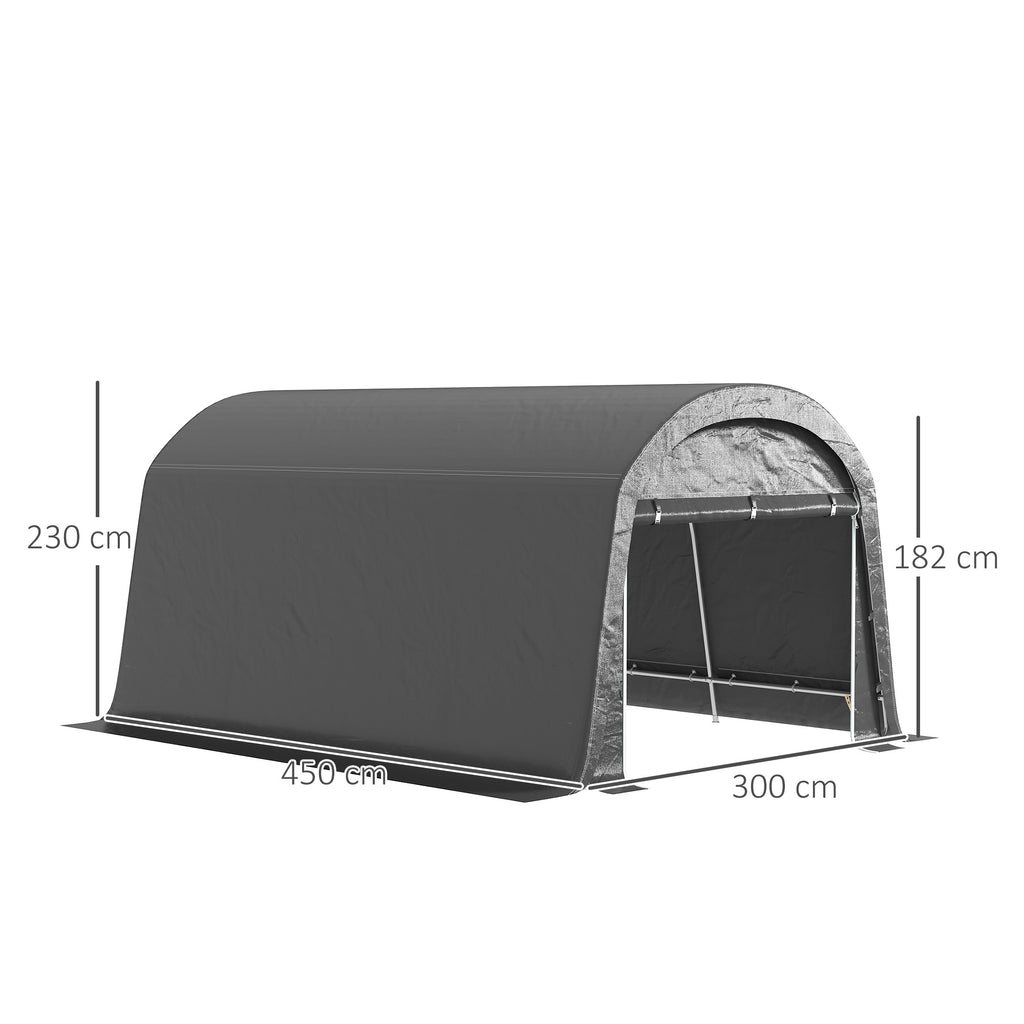 /Gartenschuppen mit Kunststoff-Plane, Werkzeugzelt, aufstellbare Garage, 300B x 450T x 230H cm, Dunkelgrau