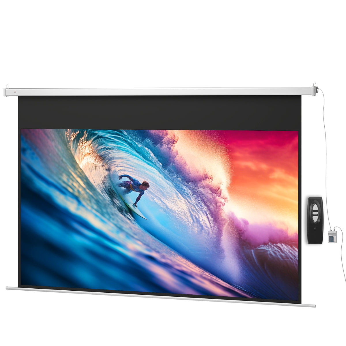Beamer Leinwand 293 x 193 cm 120 Zoll 16:9 HD 4K Projektionsleinwand Elektrisch mit Fernbedienung, Weiß