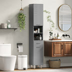 Badezimmerschrank, Badkommode, mit Regalen und Schublade, verstellbar, Grau