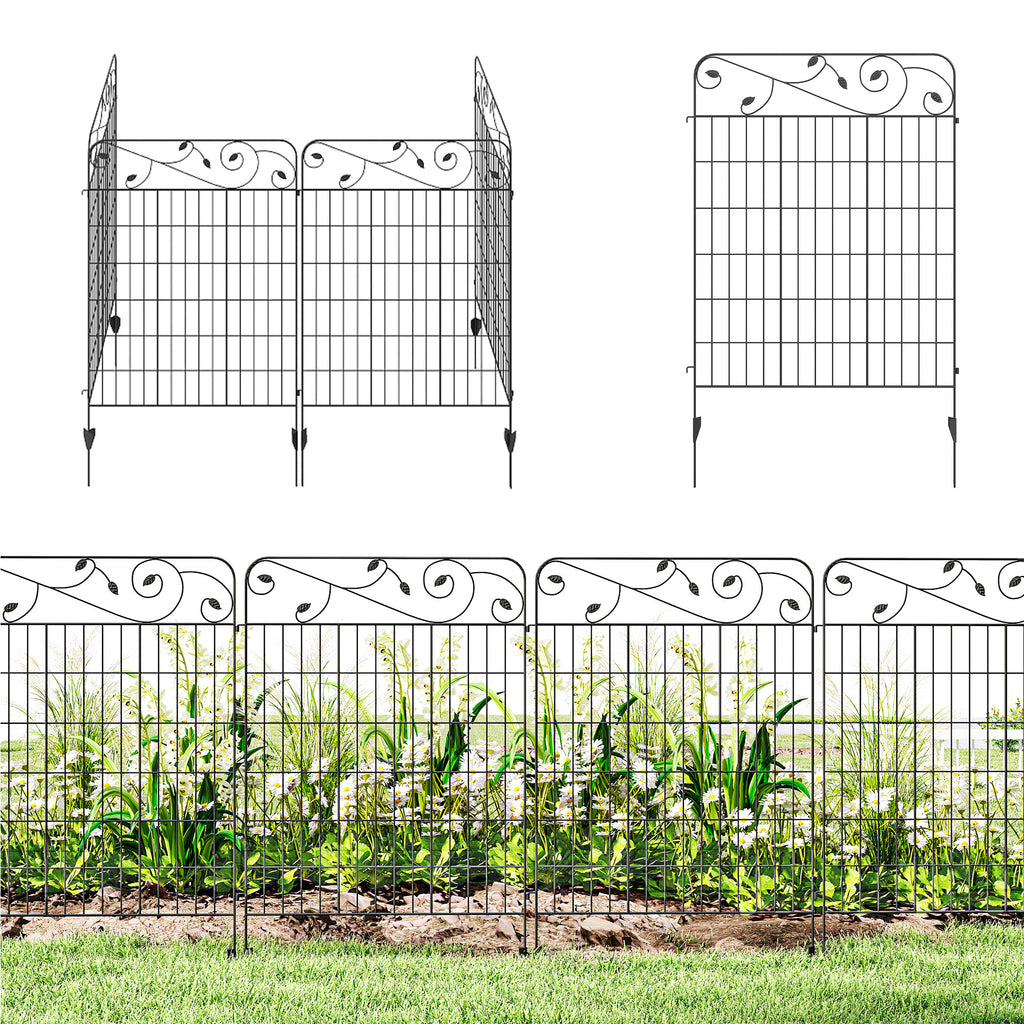 Gartenzaun Gitterzaun Zaun, Vintage-Design, wetterbeständig, 3,52 x 1,1m, Schwarz