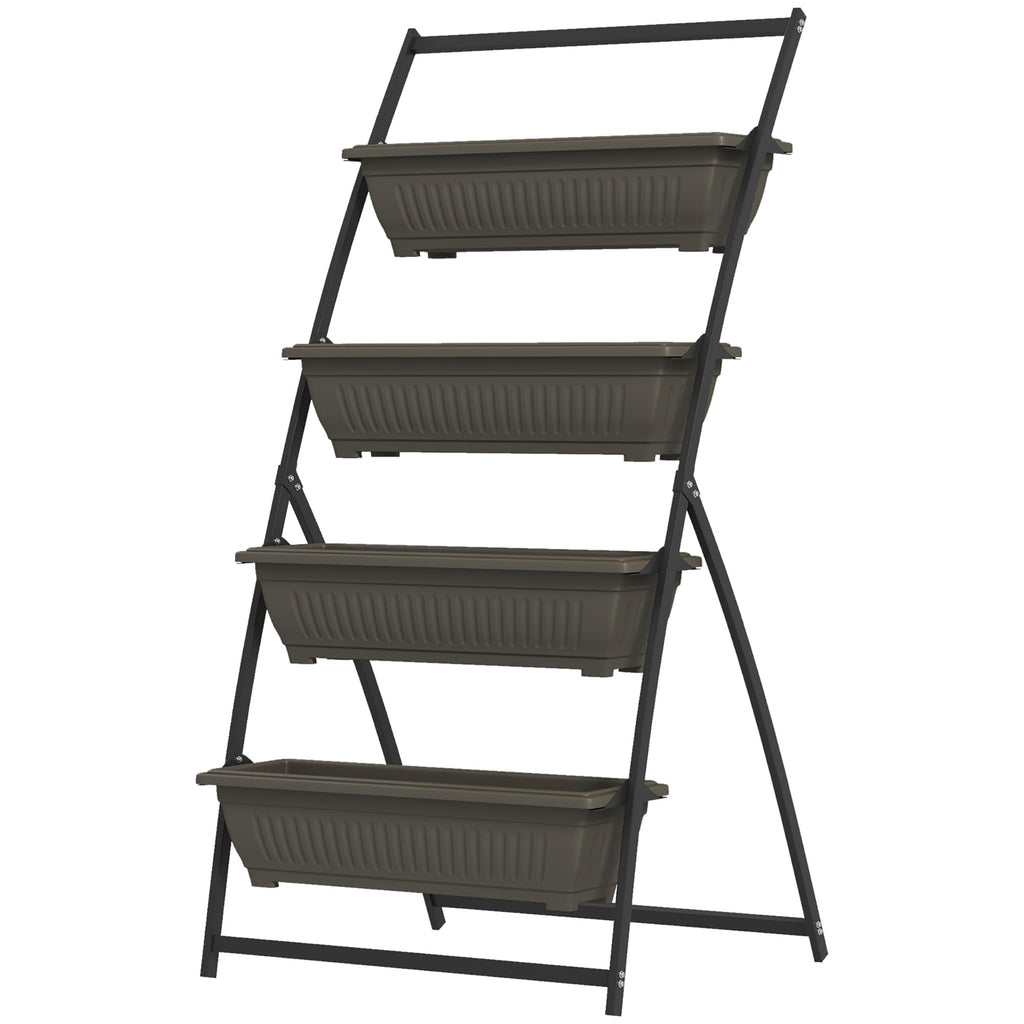 Pflanzentreppe Blumentreppe Pflanzenregal, stapelbar, wetterbest?ndig, 76 cm x 79 cm x 162 cm, Braun