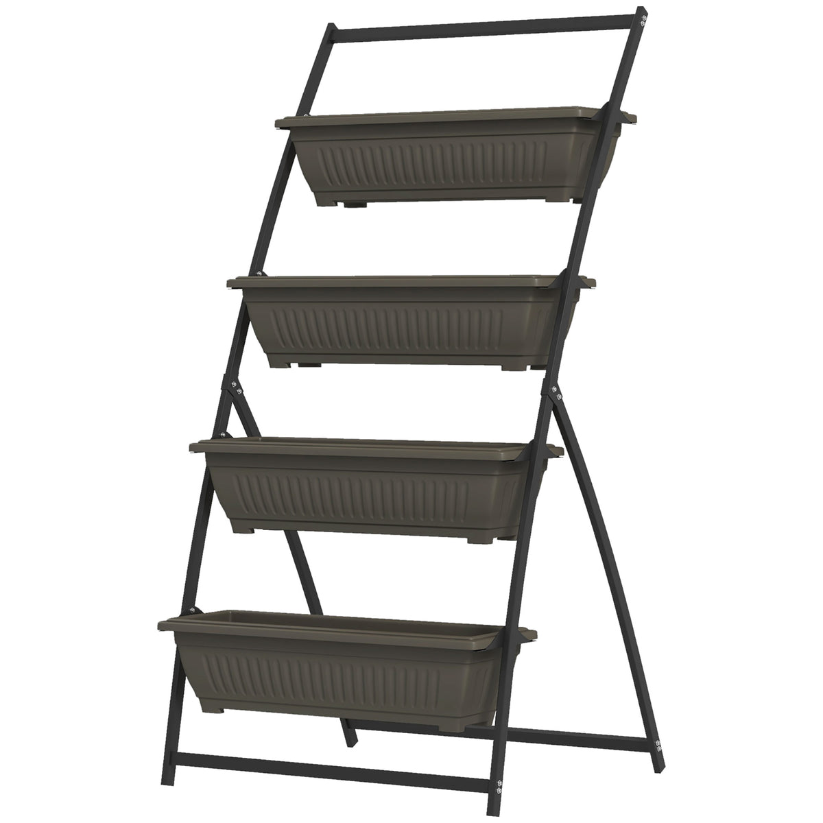 Pflanzentreppe Blumentreppe Pflanzenregal, stapelbar, wetterbest?ndig, 76 cm x 79 cm x 162 cm, Braun
