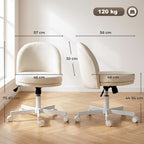Homeoffice Stuhl Höhenverstellbar Schreibtischstuhl mit Chenille-Optik, Schminkstuhl mit Wippfunktion Creme
