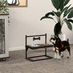 Dog Bowls with Stand, Adjustable Height Elevated Dog Bows for Small Medium Large Dogs - Black