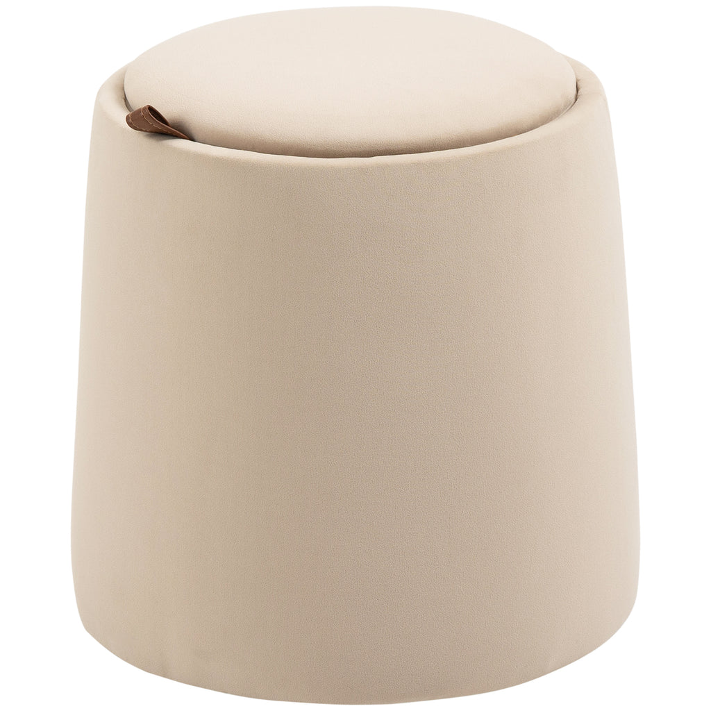 2-in-1 Hocker in Samtoptik inklusive Stauraum und abnehmbaren Deckel Φ44 cm x 47,5 cm Beige