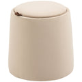 2-in-1 Hocker in Samtoptik inklusive Stauraum und abnehmbaren Deckel Φ44 cm x 47,5 cm Beige