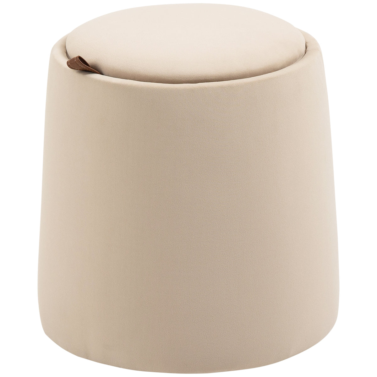 2-in-1 Hocker in Samtoptik inklusive Stauraum und abnehmbaren Deckel Φ44 cm x 47,5 cm Beige