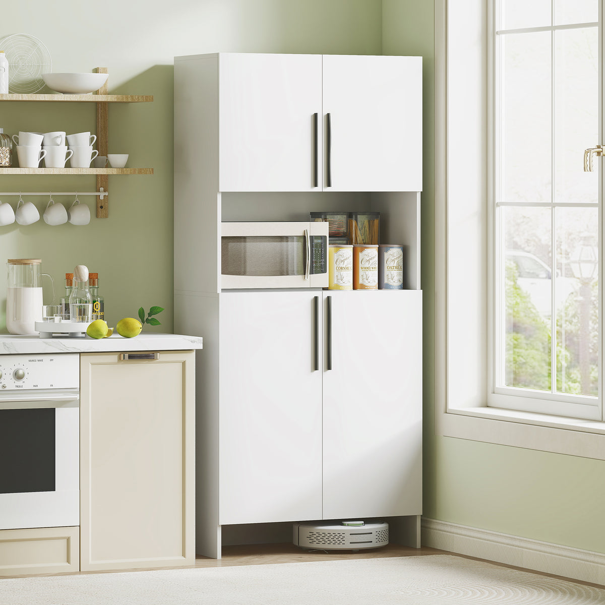 K¨¹chenschrank, Vorratsschrank f¨¹r K¨¹che, Wohnzimmer, Esszimmer, Schr?nke, Regale, Mikrowellenablage, Spanplatte, Wei?