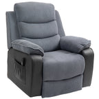 Aufstehsessel mit weichem Cordbezug, Recliner-Sessel mit Fernbedienung und Seitentaschen, Dunkelgrau
