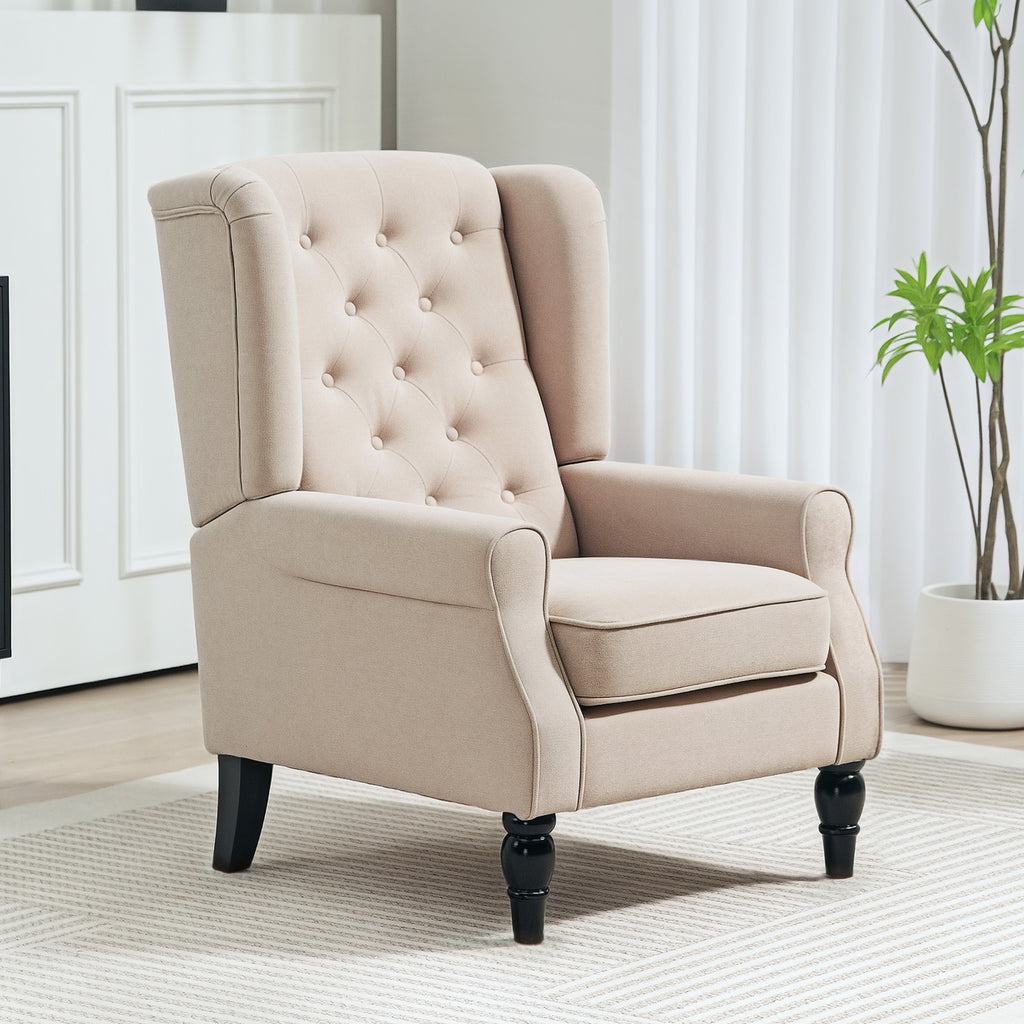 Eleganter Ohrensessel, dick gepolstert, abnehmbarer Bezug, 74 x 87 x 102 cm, Beige