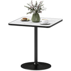 Esstisch, 70 x 70 cm quadratischer Küchentisch für 4 Personen mit Marmor-Optik für Küche Weiß