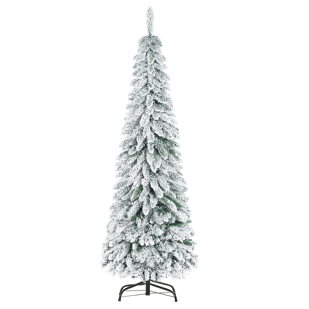 Künstlicher Weihnachtsbaum, 1,80 m, mit 523 Zweigen, Kunstschnee, lebensechtes Aussehen, schlanke Form