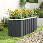Hochbeet Metall 136 x 53 x 61 cm Tief Gartenbeet mit Schutzkanten Pflanzenetiketten Handschuhe Offenem Boden