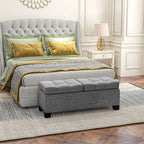 Sitzbank mit Stauraum, Polsterbank mit Leinenoptik, Gepolsterte Aufbewahrungsbox bis 180kg belastbar, f¨¹r Flur, Schlafzimmer, Wohnzimmer, 116x41x47 cm, Grau