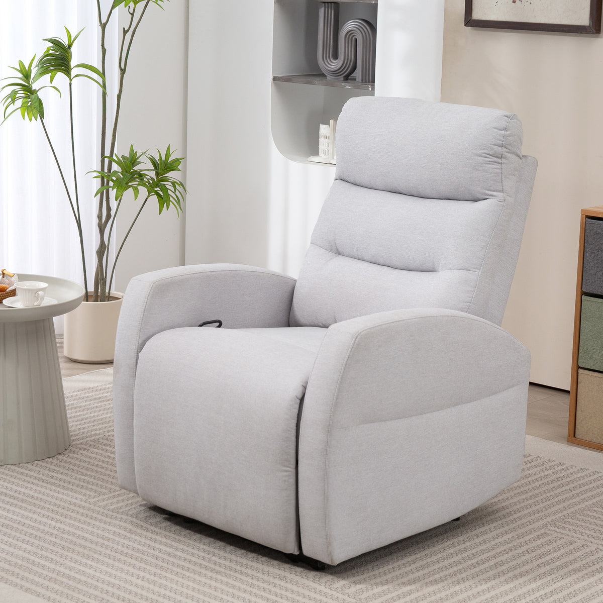 Verstellbarer Relaxsessel mit Fu?st¨¹tze, Moderner Polstersessel, Hellgrau