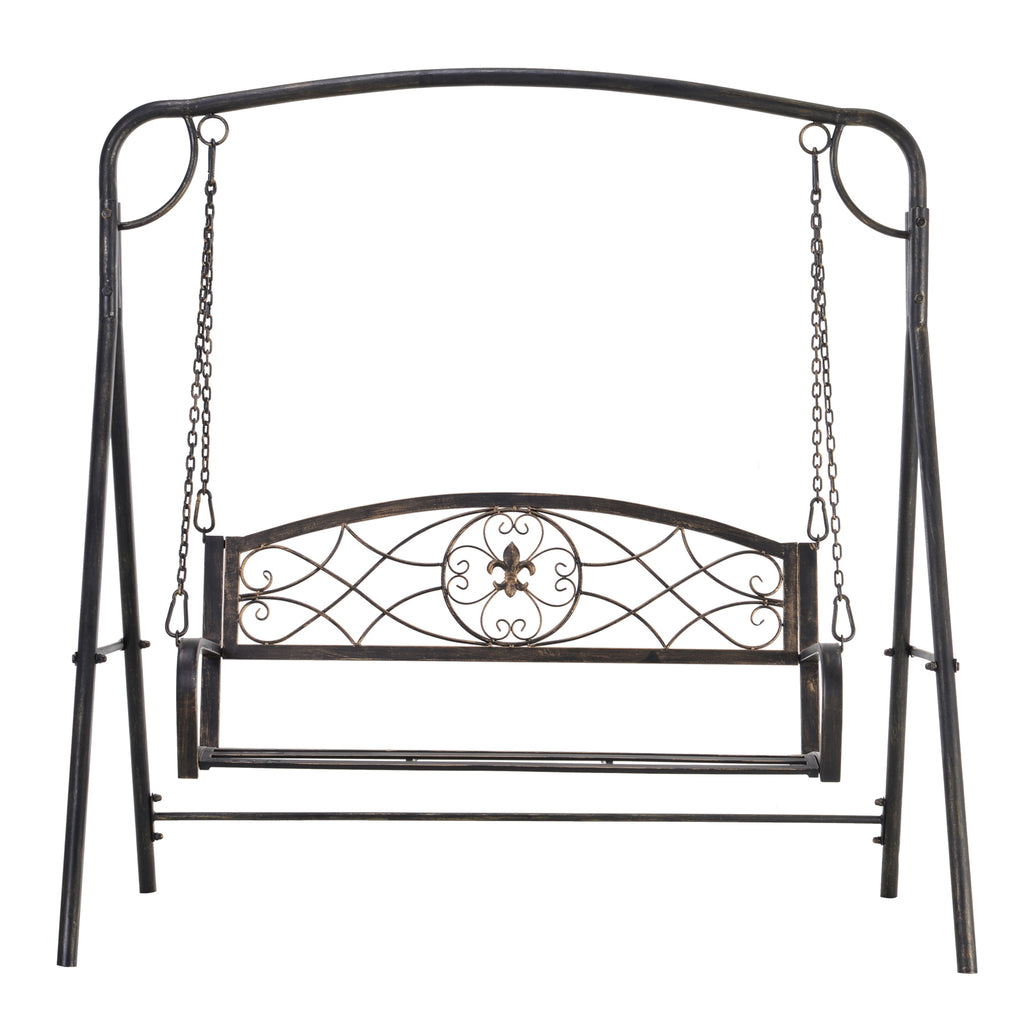 Gartenschaukel Schaukelbank für den Garten Outdoor-Schaukel, Vintage Design, Messing-Optik, 167 cm x1 23 cm x 175cm