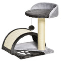 Kratzbaum 46 cm Kleiner Katzenturm mit Höhle, Spielball, Sisal-Seil, erhöhter Plattform, Katzenkratzbaum, Kletterbaum, für Katzen bis zu 4 kg, Dunkelgrau