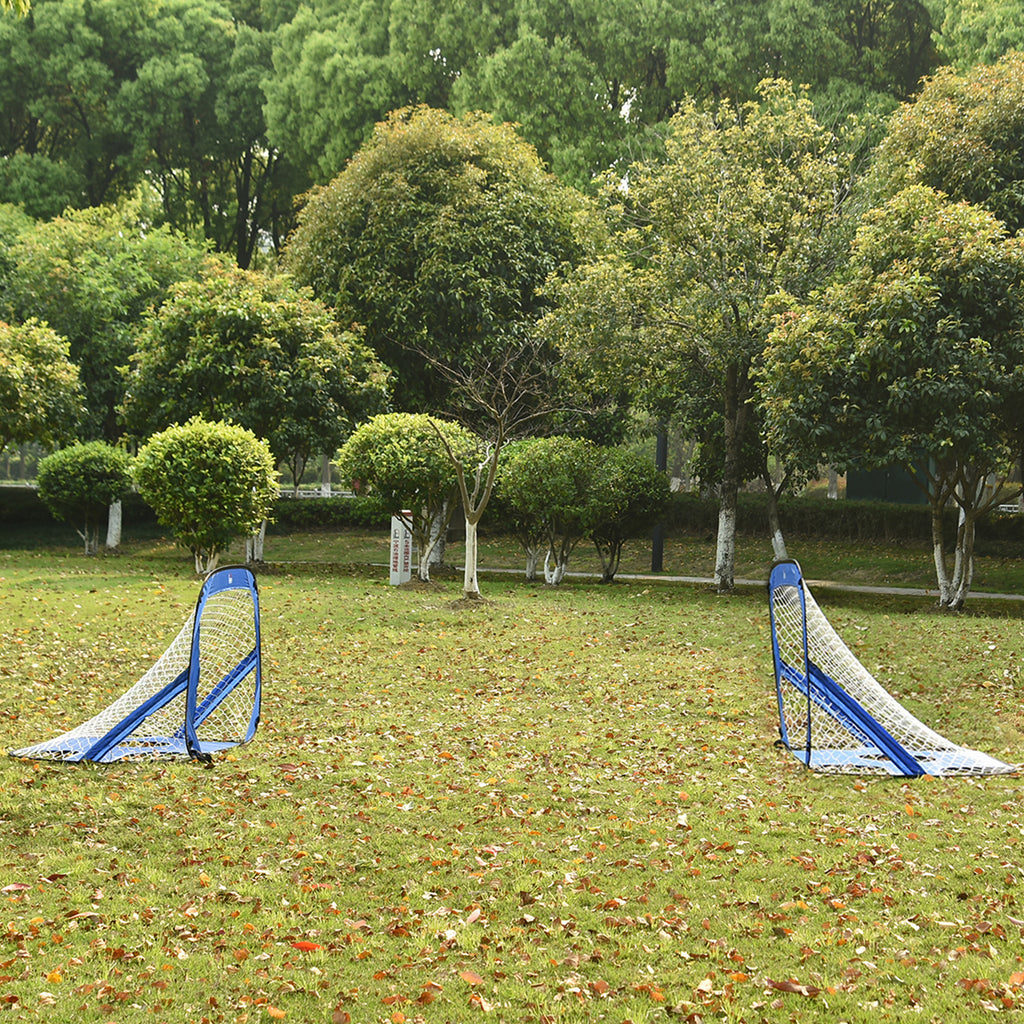 Fußballtore, Pop Up Tor, Tragbares Fußballnetz, 2er Set Minitore, mobil mit Tragetasche, Faltbar, Blau, 123 x 80 x 80 cm